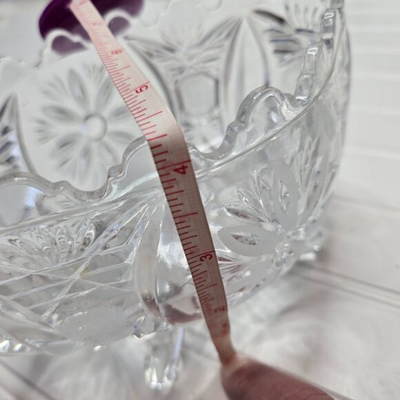 Vtg Anna Hutte Bleikristall 24% Lead Crystal Hand Cut Signed Footed Bowl 5x7x4.5 - Picture 11 of 11